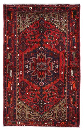 Håndknyttet Hamadan 138X222 Uldtæppe Sort/Mørkerød Lille