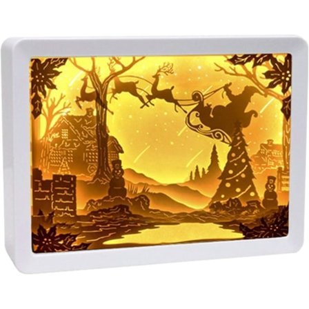 Jule 3D Papirklipning Natlys, Stereo Kreativ USB Opladning Papirklipning Lys, Skygge Natlampe til Jul