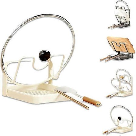 2026 Ny 304 Rustfrit Stål Køkken Grydelåg Opbevaringsstativ - Multifunktionel Bordplade Organizer med Skeholder, Holder Grydelåg Sikkert Under 