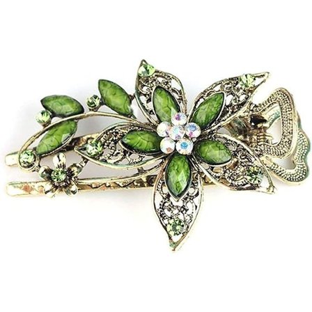 Vintage Petal Crystal Hårnål (Grön) - Används som ett hårnålsverktyg