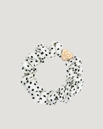 ByEloise GOLD HEART SILK SCRUNCHIE POLKA DOT Biały Akcesoria Dziewczyna - Kids Brand Store