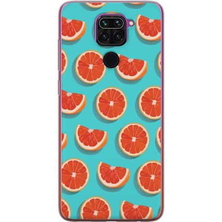 Kompatibelt Mobildeksel til Xiaomi Redmi Note 9 Illustrert mønster med gjentatte grapefrukt skiver mot en turkis bakgrunn