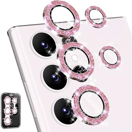 2-pakkauset Samsung Galaxy S24 Ultra kameran linssin suojaksi, 9H karkaistu lasi naarmuuntumaton metallirengas kameran n yt n suojaksi pink