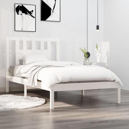 Vidaxl Sängram Vit Massiv Furu 100x200 Cm Vit