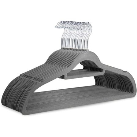 Fløjlsbøjler 20-pak - Skridsikre bøjler med slipsestang & 360° krog - Holdbare & robuste, pladsbesparende garderobeorganisatorer til jakkesæt,