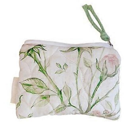 Stilfuld toilettaske i bomuld til kosmetik og tilbehør, makeup taske med blomstermønster og lynlås