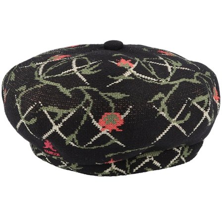 Kangol - Zwart beret Hoed - Tapestry Jax Black Floral Beret @ Hatstore