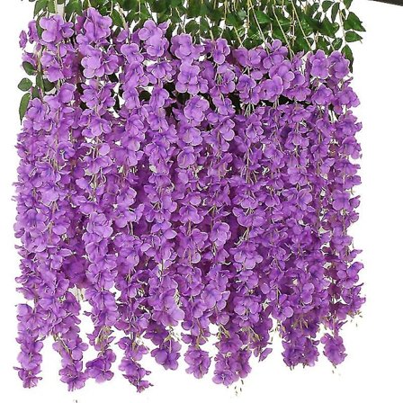 12 Stykker Kunstige Glycinblomster, Falsk Glycine Guirlande Plante, Hængende Vægdekoration