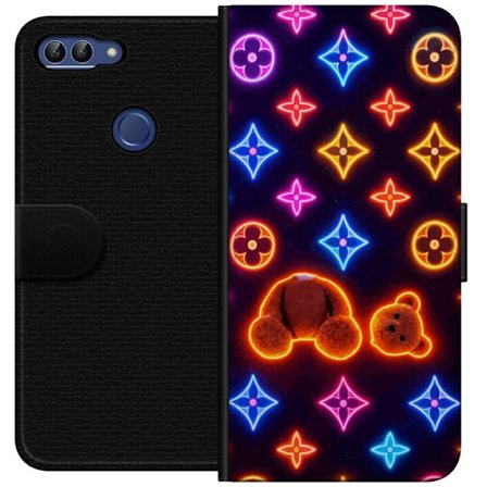 Kompatibelt Lommeboketui til Huawei Huawei P smart Neonfarget luksusmønster med en glødende teddybjørn i pop-art-estetikk