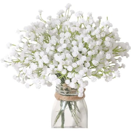 10 STK 30 Buketter Hvide Babys Breath Blomster Kunstige Hvide Falske Blomster Gypsophila DIY Blomsterbuketter Arrangement Bryllup Hjem Indretning(VASE