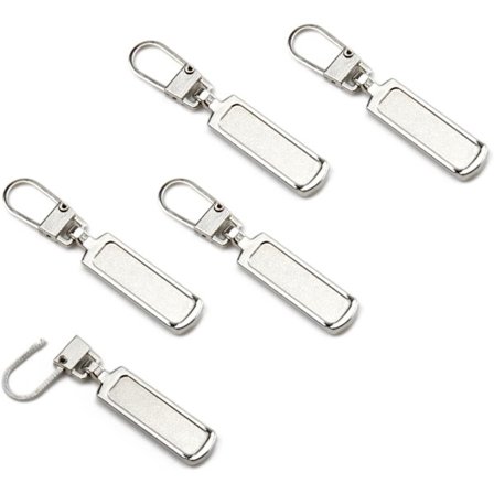 Metallglidelås-erstatning for små hull, avtakbar, reparasjon for jakke, veske, støvler, lommebok, frakk, bukser (5 stk sølv)