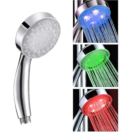 LED-suihkupää 7 väriä vaihtava sininen/vihreä/punainen vesivalo hehku lämpötila-anturi taloudellinen käsisuihku kylpyhuoneeseen