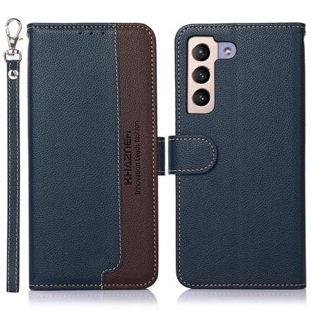 Khazneh Rfid Block Samsung Galaxy S22+ Plånboksfodral - Blå/brun Blå