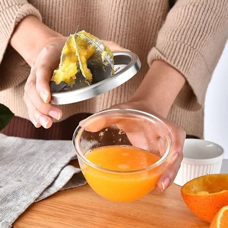 Aftagelig rustfrit stål appelsin citronpresser med manuel presse