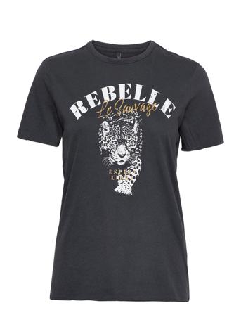 Onllucy Reg S/S Leopard Top Box Jrs T-shirt Top Sort ONLY