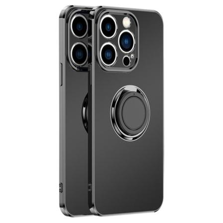 Matt Iphone 14 Pro Max Skal Med En Ringhållare - Svart Black