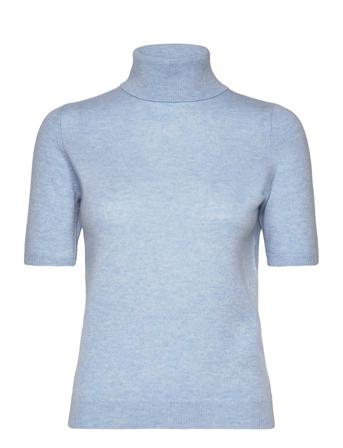 Turtleneck T-Shirt Blue Davida Cashmere