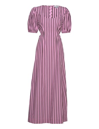 Ganni | Stripe Cotton Cutout Dress | 32