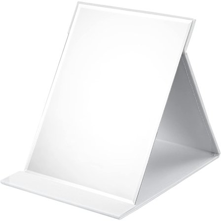 Bärbar hopfällbar spegel, super HD kompakt smink spegel, svart PU läder resespegel, fristående fåfänga speglar