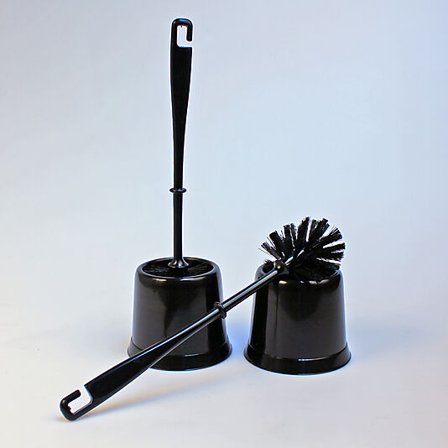 Toalettbørste med holder Sort
