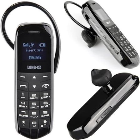 LONG-CZ J8 Mini Håndsfritelefon med FM-radio, Micro SIM-kort, GSM-nettverk - Svart
