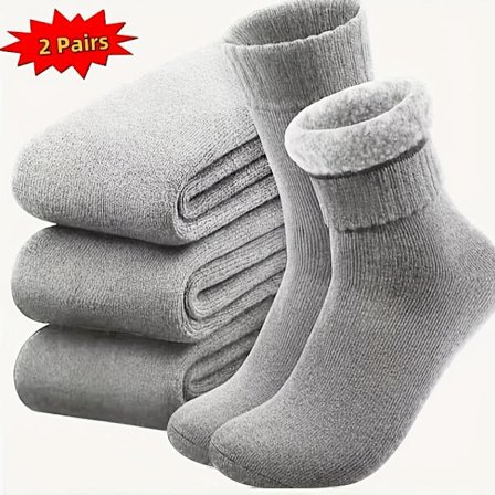 2/5 Par Dame Vintervarme Sokker, Udendørs Varme Sokker, Bløde Og Tykke, Klassiske Vandrestøvler, Ensfarvet, Stof [DB]