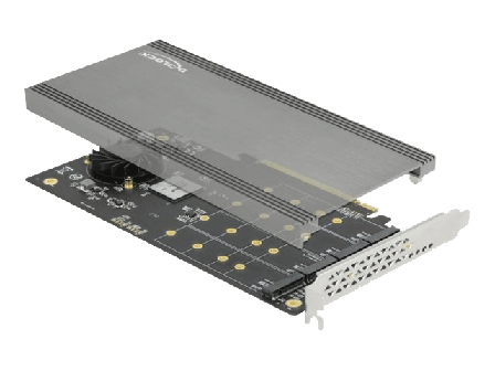 Delock PCI Express x16 Card to 4 x internal NVMe M.2 Key M - grensesnittsadapter - M.2 NVMe Card - PCIe 3.0 x16