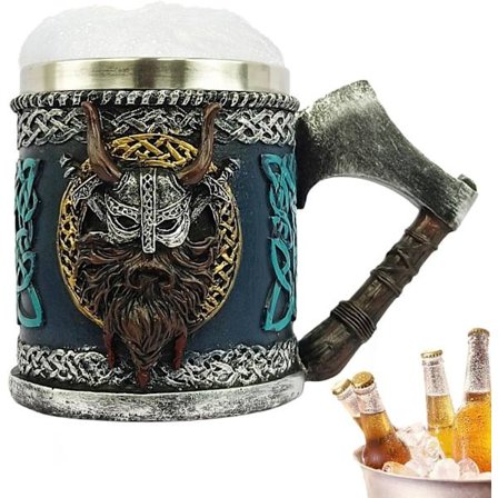 Gotisk Ølkrus - Hornkrus i rustfrit stål med kranie | Vik-ing Øl-krus | Vik-ing Drikke-krus | Vik-ing Kranie-krus Tankard
