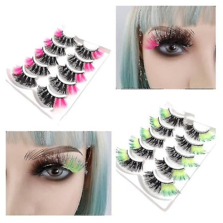 10 par falske øjenvipper farvede strimmel øjenvipper farvede kunstige mink øjenvipper