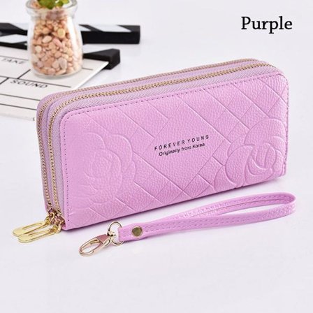 Lang lommebok Glidelås Veske Dame Telefon Veske Kortholder LILLA