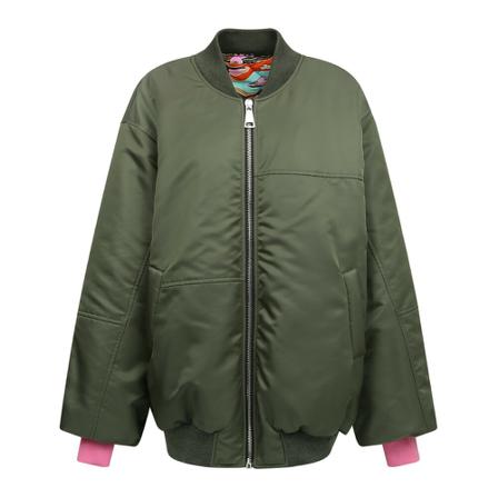 Khrisjoy, Logo-print zip-up bomber jacket Groen, Dames, Maat:M,polyester