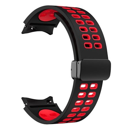 Samsung Galaxy Watch 5 (44mm) / (40mm) / 4 (44mm) / (40mm) dobbeltfarvet silikone urrem - Sort / Rød