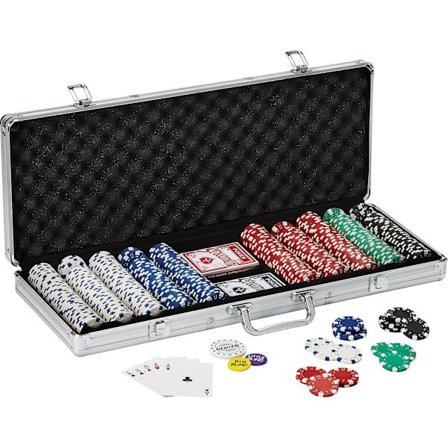 11,5 gram Texas Hold 'em Clay Poker Chip Set med aluminiumfodral, 500 randiga tärningschips