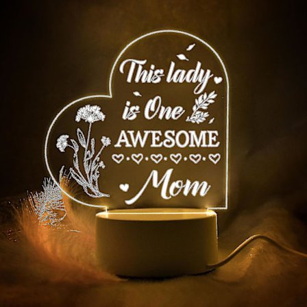 Morsdagsgaver Bursdagsgaver Til Mamma Akryl Usb Lav Effekt Gravert Nattlys