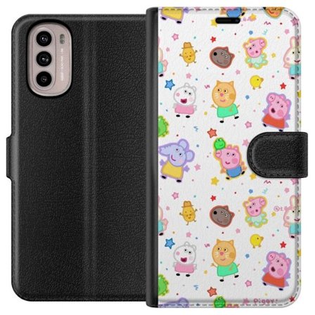 Kompatibelt Lommeboketui til Motorola Moto G41 Fargerike tegneserie dyrekarakterer i en leken stil med stjerner og prikker på en lys bakgrunn