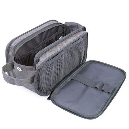 Kvinners våte og tørre separasjons toalettvesker Dobbel glidelås Organizer Lysegrå 30x18x18cm/11.81x7.09x7.09"