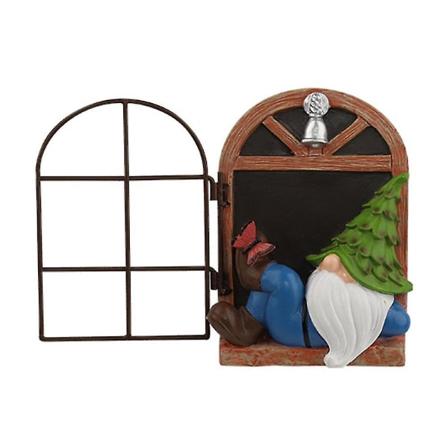 Kreativ Dvärg Resin Trädgårdstomte Staty Elf Utanför Dörren Träkramare Figur Kompatibel Med Hemgård Jardin