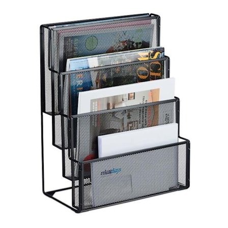 Tidningsställ i metall med 4 fack