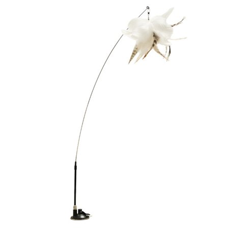 Katteleke med Selv-Hei Morsom Kattestang Dyreleker Kraftig Sugekopp med Klokke Kunstig Fjær Interaktiv Lang Stang