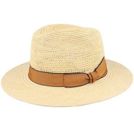 MJM Hats - Beige straw Hatt - Blue Line Bio Panama Natural/Curry Band Straw Hat @ Hatstore