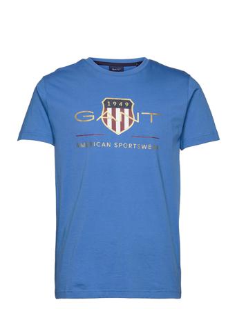 D2. Archive Shield Ss T-Shirt T-shirt Blå GANT