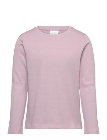 Top L S Basic Rib Tops T-shirts Long-sleeved T-shirts Purple Lindex
