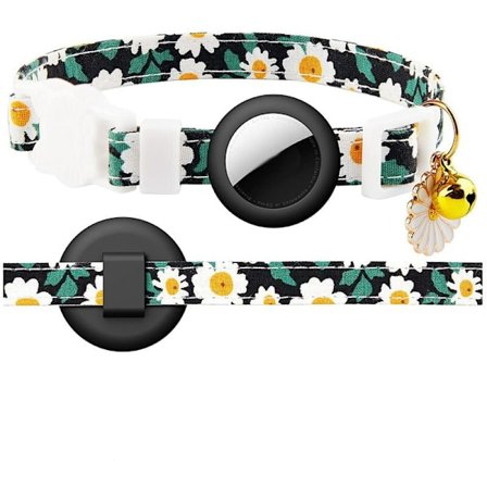 Kattkrage för Air Tag, kattkrage, kattungekrage med silikonhållare, för flicka pojke svart