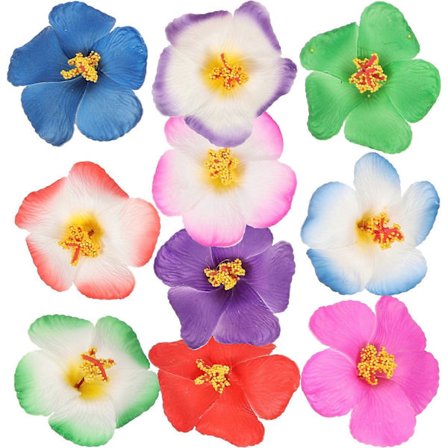 10 stk. Falsk Hawaii Hibiscus Blomst Kunstig Blomsterhode Falske Blomsterhoder
