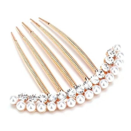 Femtandad Håraccessoar Pärla Kristall Hårkam Adult Hårklämma Bun Hårsnodd