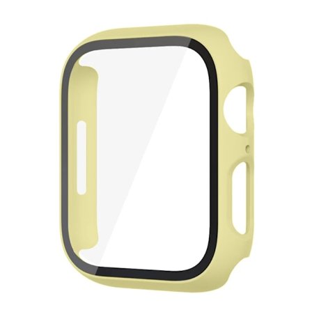 Glas+ Cover til Apple Watch case 9 8 7 6 SE 5 iWatch Tilbehør Skærmbeskytter Apple Watch Series 45mm 41mm 44mm 40mm 42mm 38mm gul yellow yellow