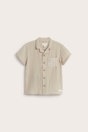 Newbie | Kortärmad skjorta med ficka | Beige