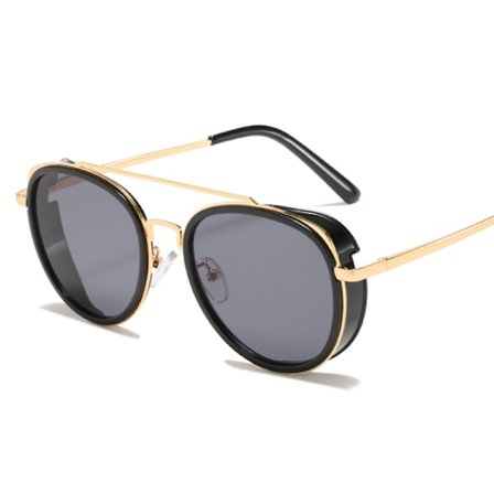 Solglasögon Runda Steampunk Dubbel Brygga Aviator Glasögon