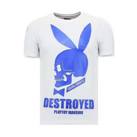 Local Fanatic Exklusiv T-shirt - Förstörd Destroyed Playtoy vit, Herr, Herr, Storlek: XL
