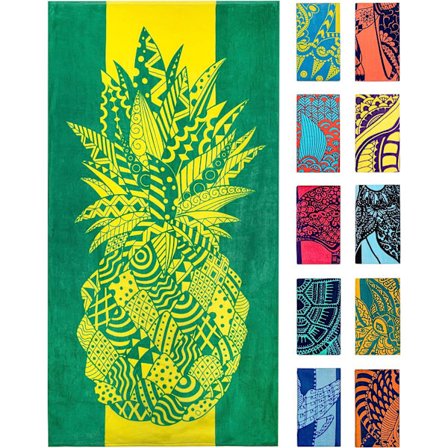 Strandhåndklæde - Tropisk Blå, Unikt Design, Ekstra Stort, Velegnet til Børn og Voksne